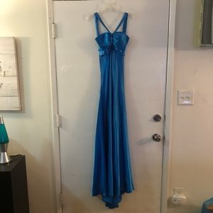 Satin blue prom dress